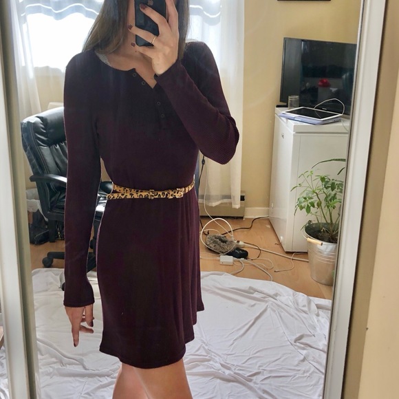 AE Ribbed Burgundy Dress - Picture 7 of 7